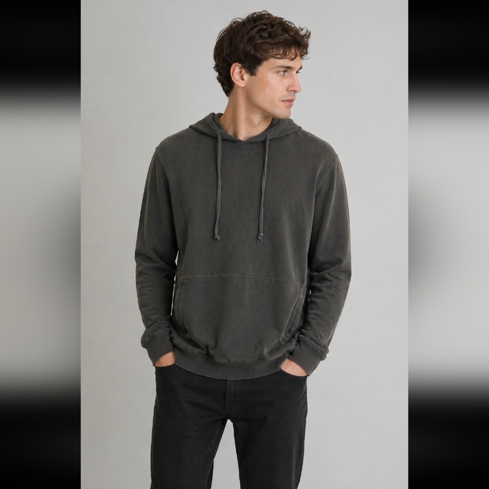AG Intentionally Distressed Torn Hoodie Gray Small Men's